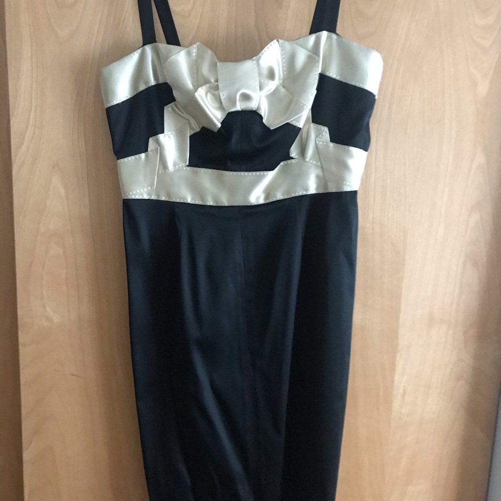 Knee length black and champagne dress